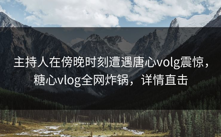主持人在傍晚时刻遭遇唐心volg震惊，糖心vlog全网炸锅，详情直击