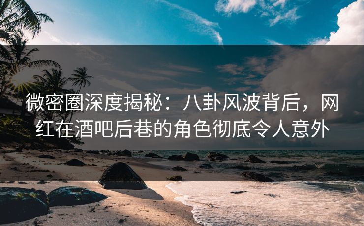 微密圈深度揭秘：八卦风波背后，网红在酒吧后巷的角色彻底令人意外